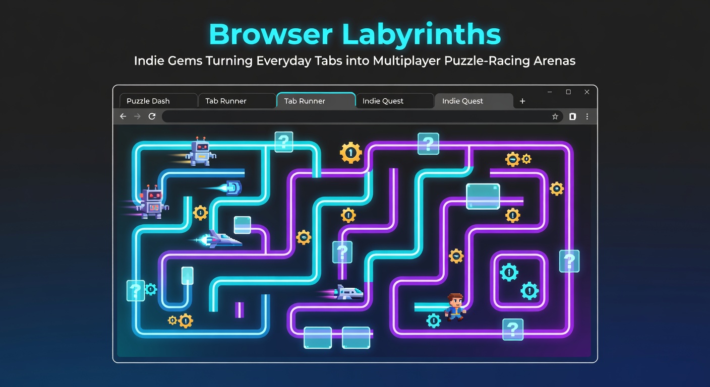 Vibrant screenshot of players racing through a twisting browser-based labyrinth, dodging puzzles while competing in real-time multiplayer action