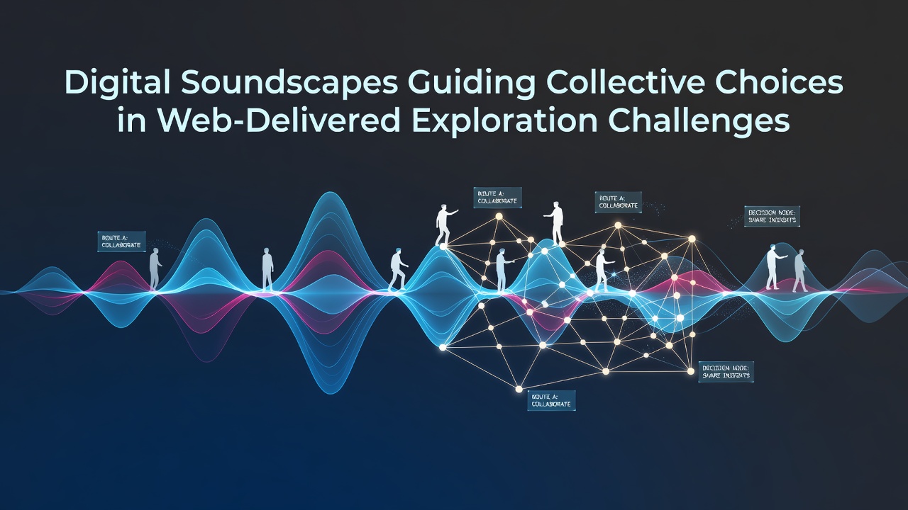 Digital soundscapes in a web-based exploration interface showing layered audio cues and group navigation markers