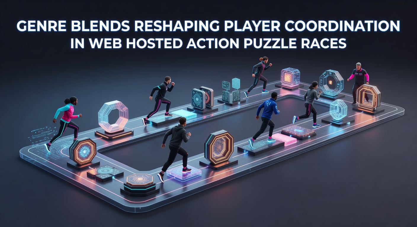 Players coordinating in a web-based action puzzle racing game interface showing split-screen puzzle elements and racing tracks