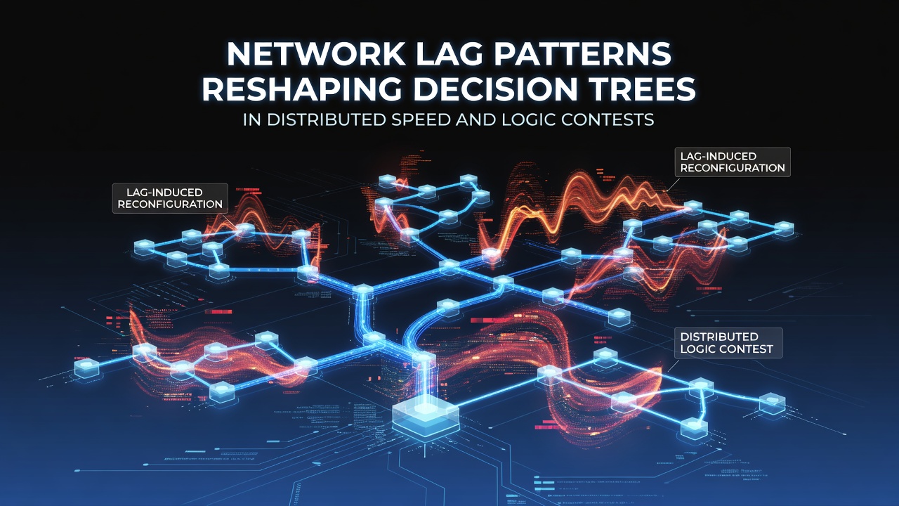 Visualization of decision tree adaptations under varying network latency conditions in competitive logic environments