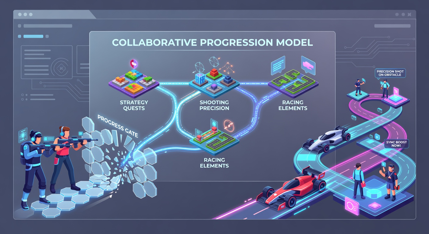 Indie browser game interface showing multiple players coordinating on a shared map with strategy markers and racing paths