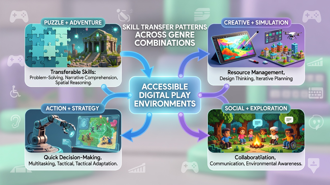Players engaging with accessible digital games that combine puzzle and strategy elements on various devices